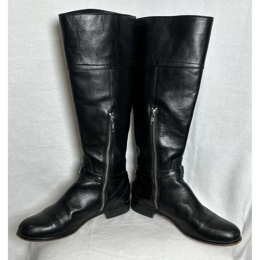 COACH-Micha Black Leather Knee High Riding Boots Size 6B
